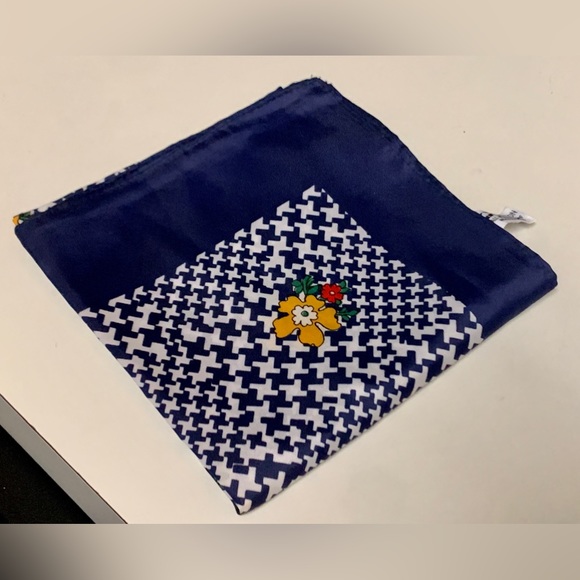 Vintage Water Repellent Acetate Floral Houndstooth HENRYSON ALL WEATHER SCARF - Picture 9 of 15